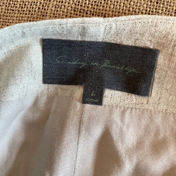 Sunday In Brooklyn Anthropologie Linen Mini‎ Skirt Size Large Natural Tie-Front - Picture 3 of 7
